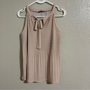 Adrianna Papell Taupe Sleeveless Blouse Polkadot women Small Tie Neckline Halter